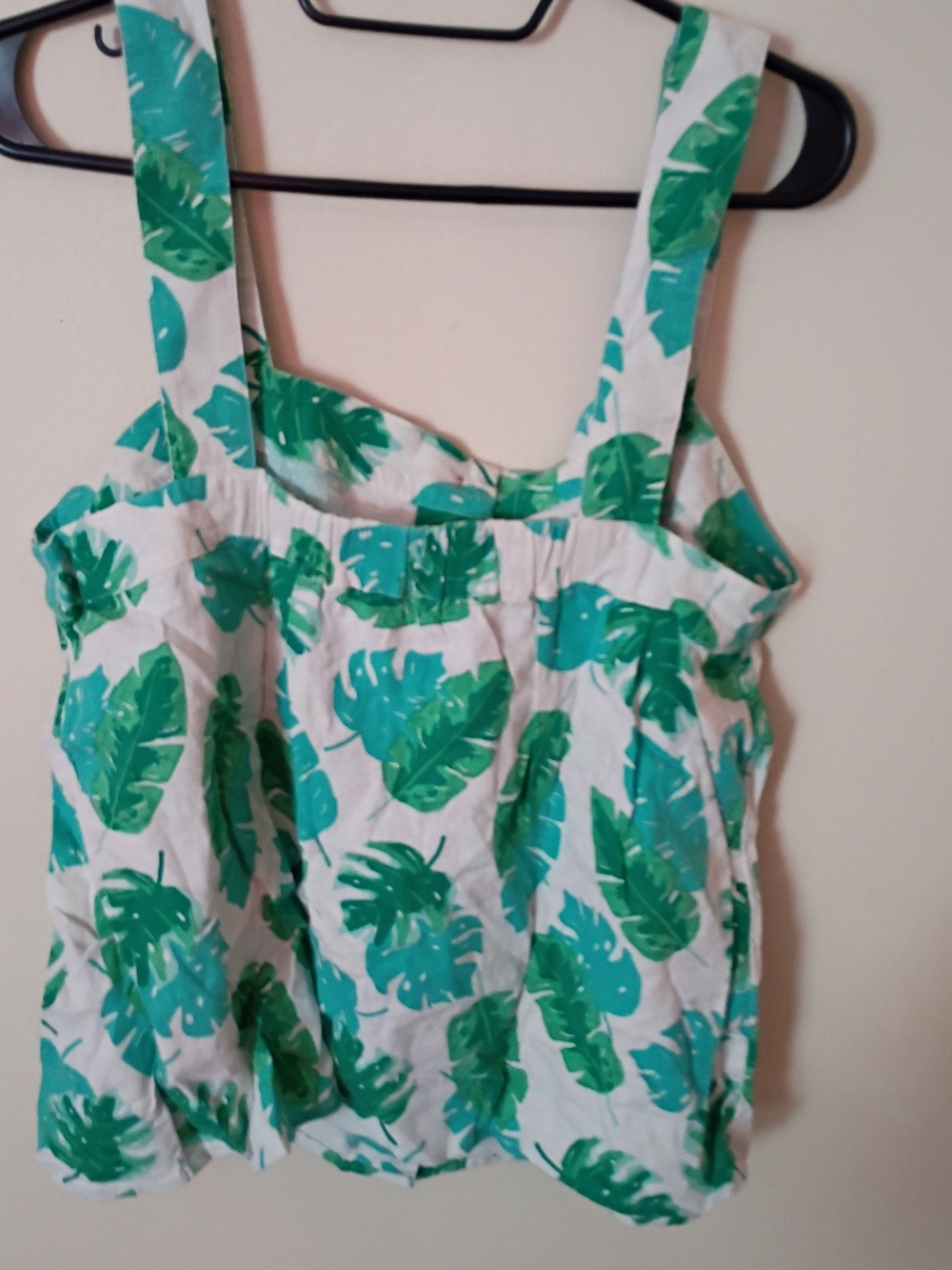 J. Crew White One-Piece with Green Leaf Print